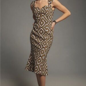 NWT Cecily fit & flare Sweetheart Dress by Maeve (Anthro) Small - Black Motif